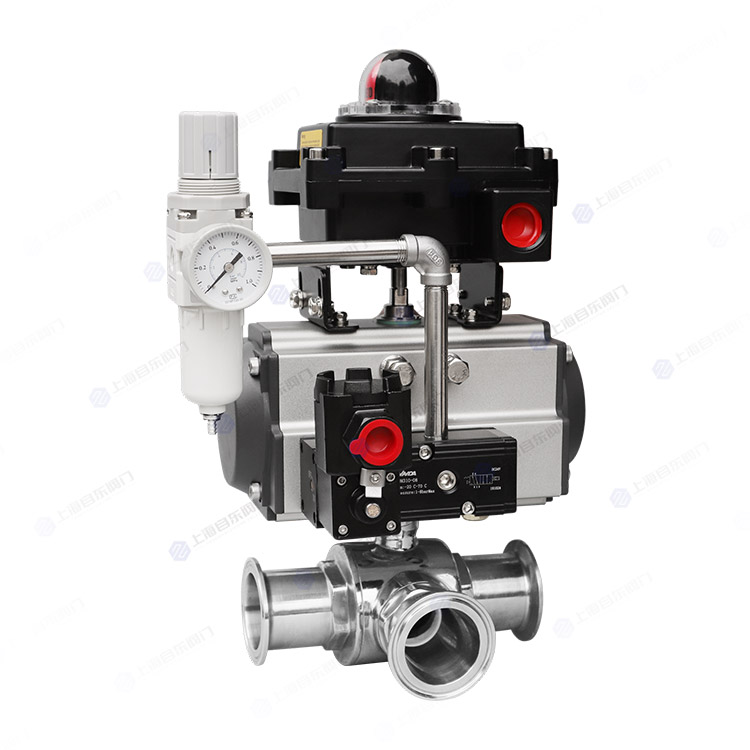 气动三通卫生级快装球阀