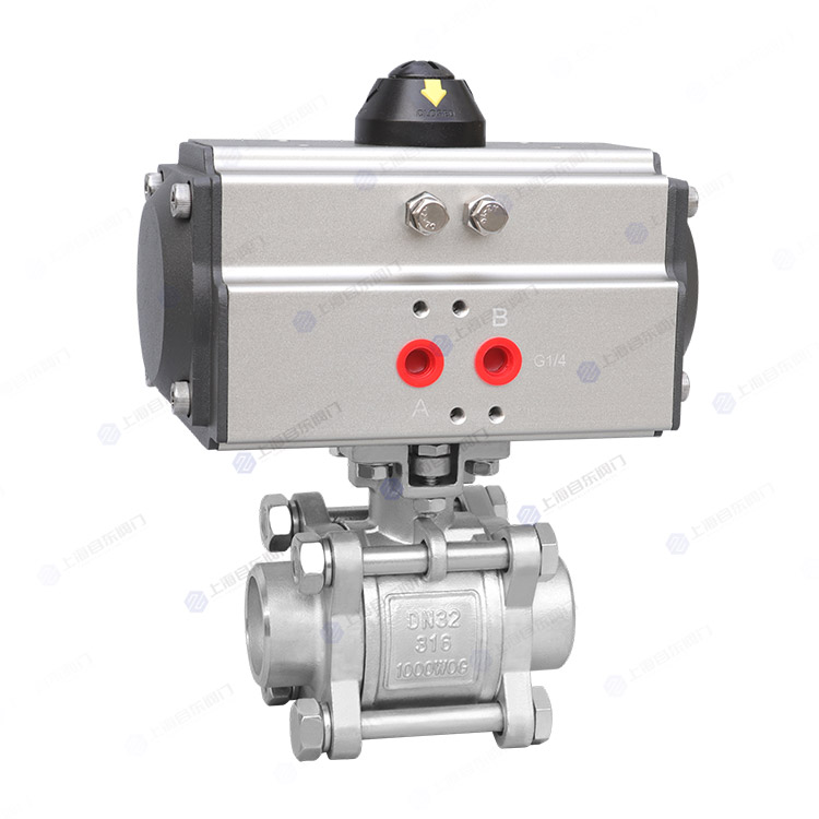 气动三片式焊接球阀