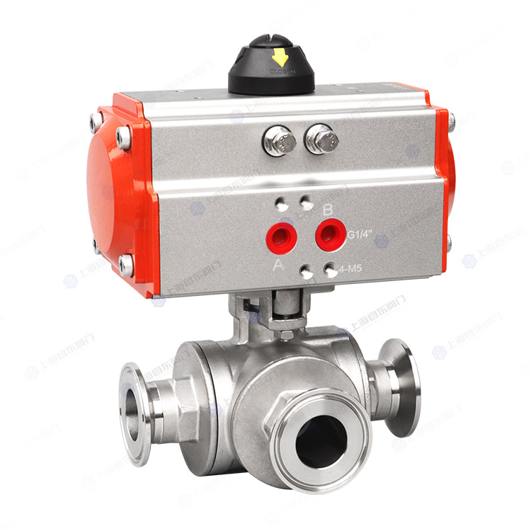 气动三通快装球阀