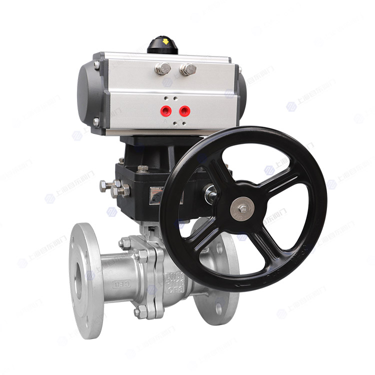 气动带手操法兰球阀
