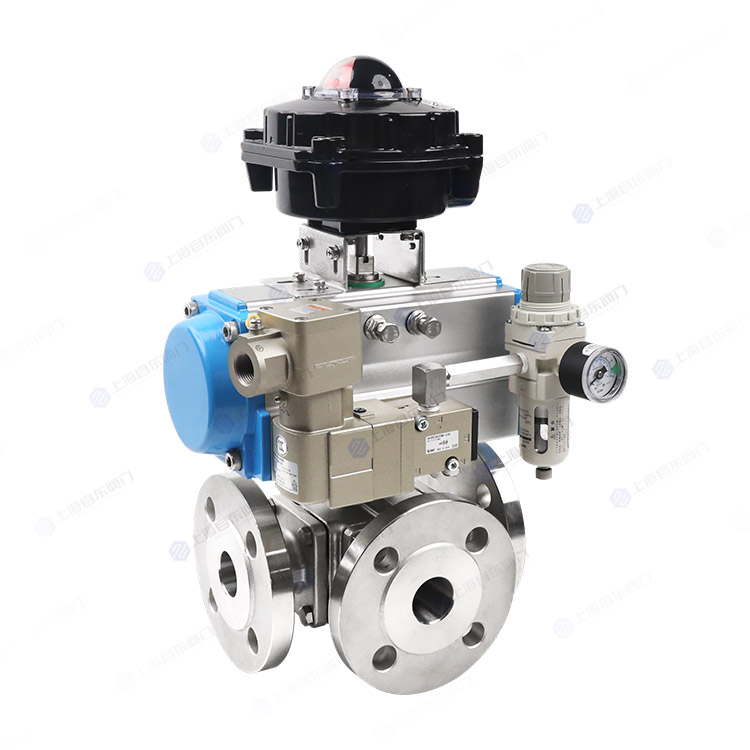 气动三通法兰球阀