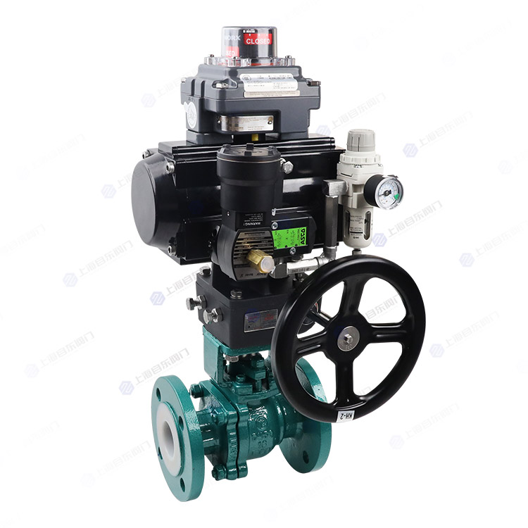 气动带手操衬氟球阀