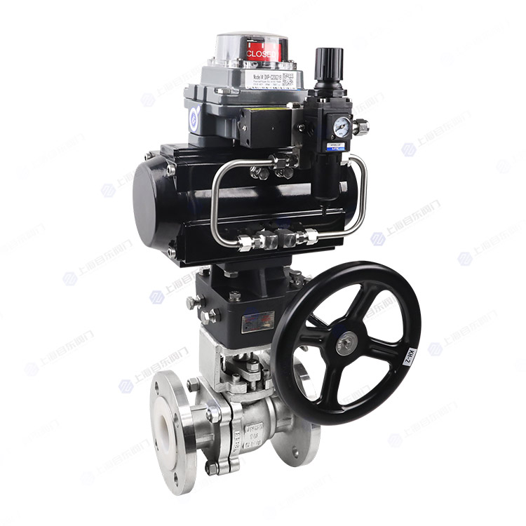 气动带手操法兰球阀